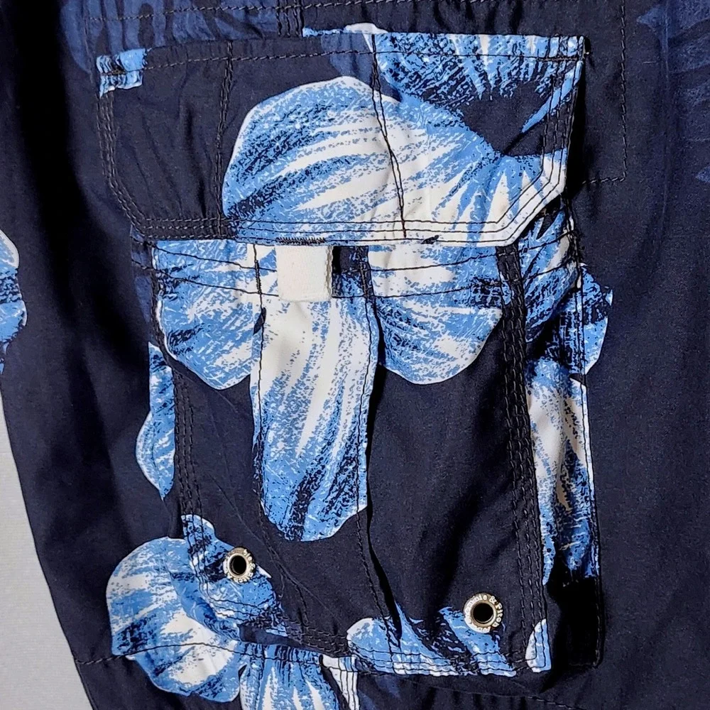 Abercrombie & Fitch Mens‎ Blue Hibiscus Floral Board Shorts Navy Size Large L